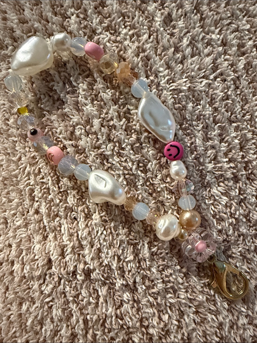 Handcrafted Pearl & Pink Bead Women's Bracelet